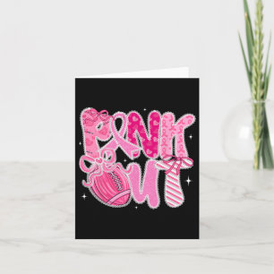 Lace Coquette Bow Pink Out Footll Breast Cancer Aw Card