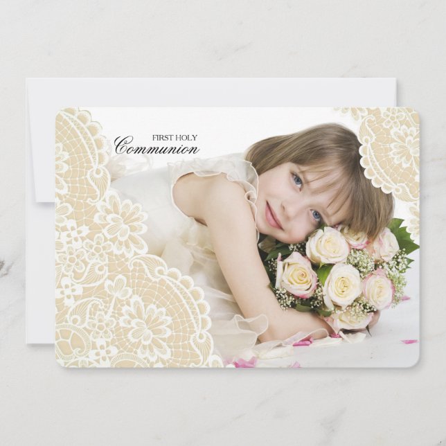 Lace Corners Horizontal Photo Invitation (Front)