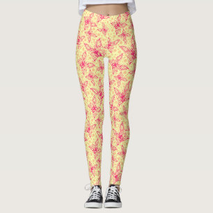 lace crimson butterflies on yellow polka dot leggings