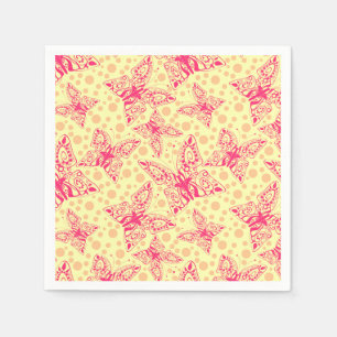 lace crimson butterflies on yellow polka dot  napkin