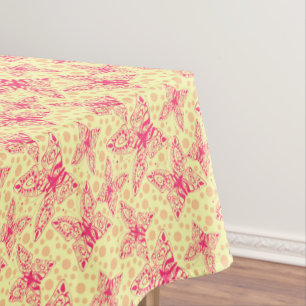 lace crimson butterflies on yellow polka dot tablecloth