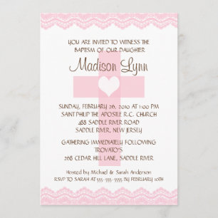 Lace Cross Baby Girl Baptism Inviation Invitation