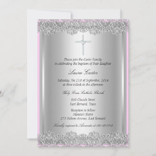 Lace & Cross Baptism/Christening Invitation