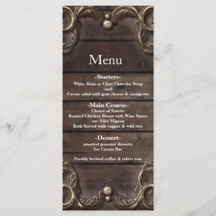 Lace & Dark Wood Rustic Vintage Western Glam Menu