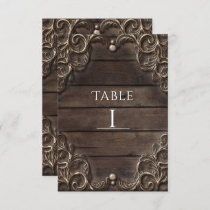 Lace & Dark Wood Vintage Western Table Number