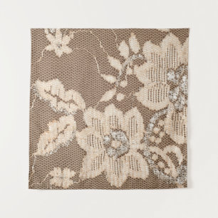 Lace Delicacy: White Fabric Artistry Tapestry