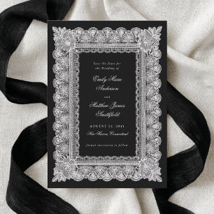 Lace Doily Black Vintage Style Photo Wedding Save The Date