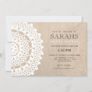 Lace Doily & Burlap Bridal Shower Party Invite