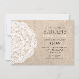 Lace Doily & Burlap Bridal Shower Party Invite