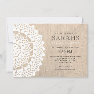 Lace Doily & Burlap Bridal Shower Party Invite