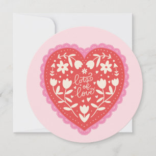 Lace Doily Heart Hand-Drawn Valentine's Day Holiday Card