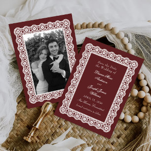 Lace Doily Vintage Style Photo Wedding Save The Date