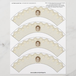 Lace Edge Cupcake Cosie - Beige - Customisable