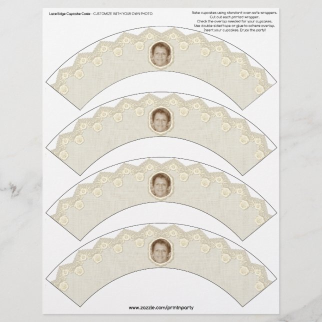 Lace Edge Cupcake Cosie - Beige - Customisable (Front)