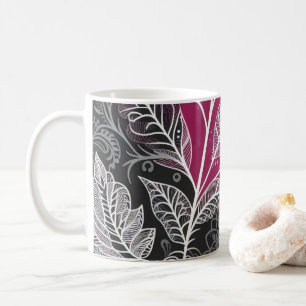 Lace Effect Floral Leaf Coffee Mug