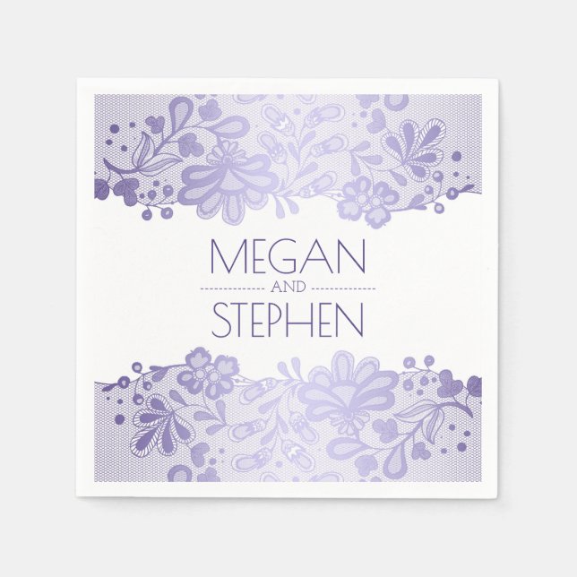 Lace Elegant Lavender Purple Wedding Napkin (Front)