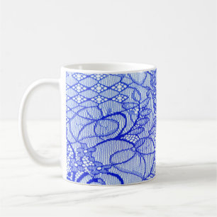 Lace fabric in blue. Royal Blue Couture Lace Patch Coffee Mug