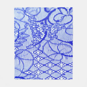 Lace fabric in blue. Royal Blue Couture Lace Patch Fleece Blanket