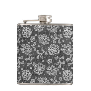 Lace fabric pattern 1 hip flask