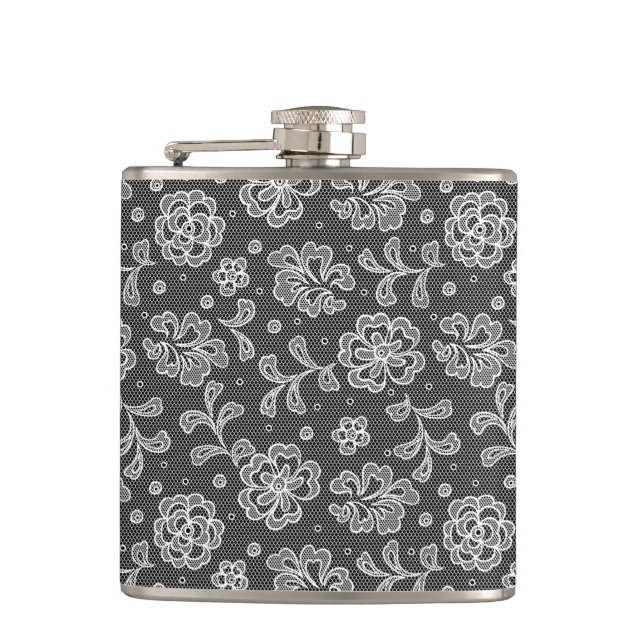 Lace fabric pattern 1 hip flask (Front)