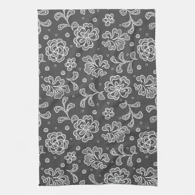 Lace fabric pattern 1 tea towel (Vertical)