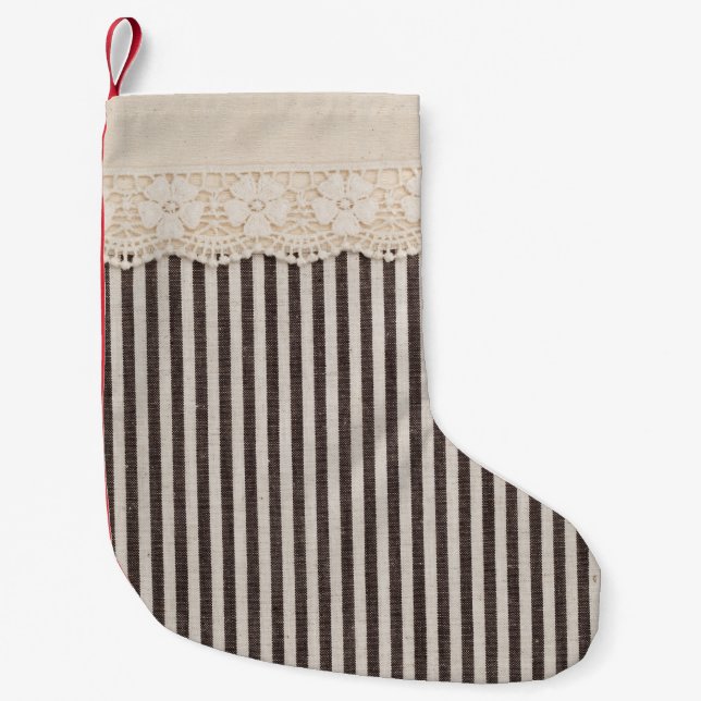 Lace fabric textile texture, background pattern. small christmas stocking (Front)