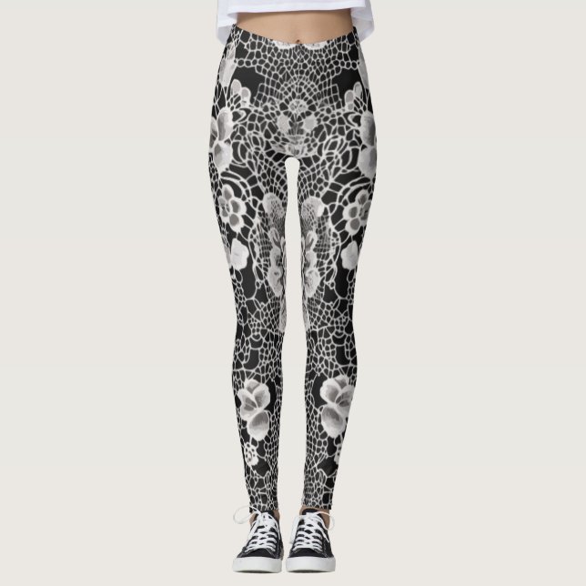 Lace Floral Harmony Leggings (Front)