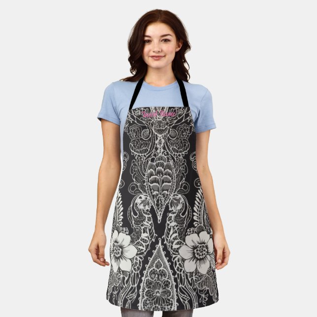 Lace Floral Harmony Mug Apron (Worn)