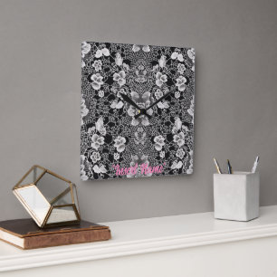 Lace Floral Harmony Square Wall Clock