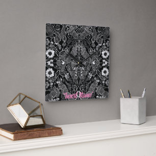 Lace Floral Harmony Square Wall Clock