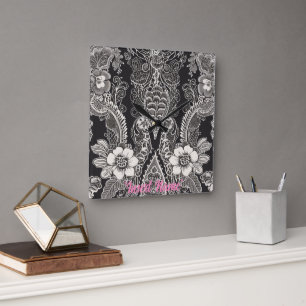 Lace Floral Harmony Square Wall Clock