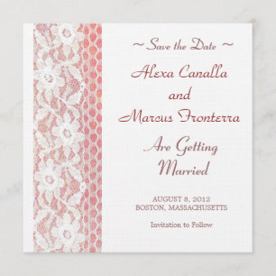 Lace Flowers Wedding Save the Date Card