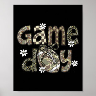 Lace Football Coquette Bow Camouflage Checkered Ga Poster
