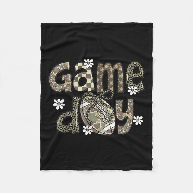 Lace Football Coquette Bow Camouflage Chequered Ga Fleece Blanket (Front)