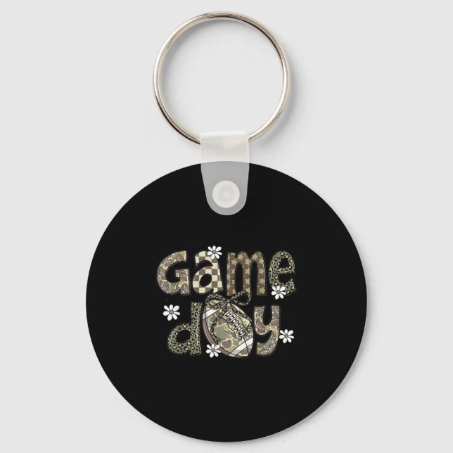 Lace Football Coquette Bow Camouflage Chequered Ga Key Ring (Front)