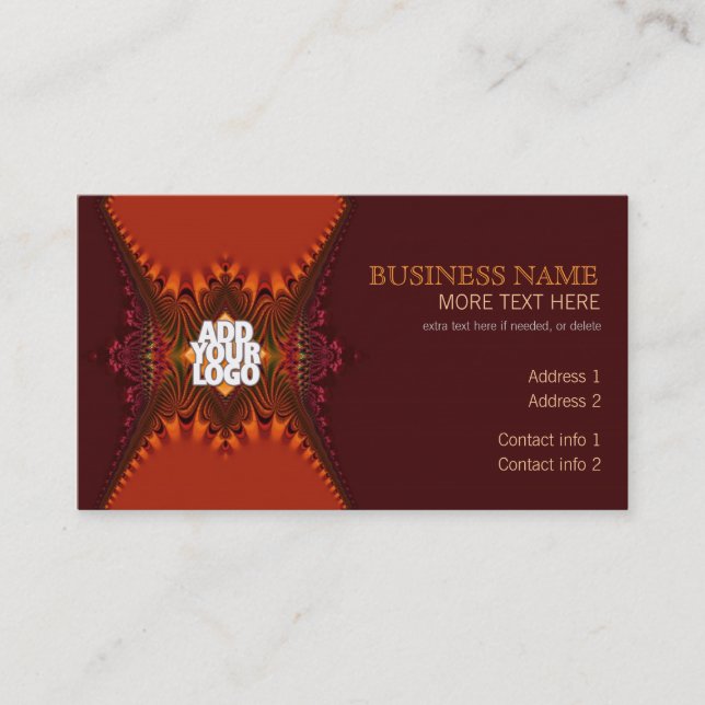 Lace fractal Orange Brown Business Card (Front)
