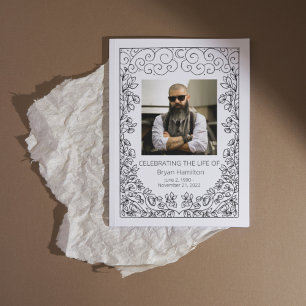 Lace Frame Funeral Celebration of Life Program Invitation