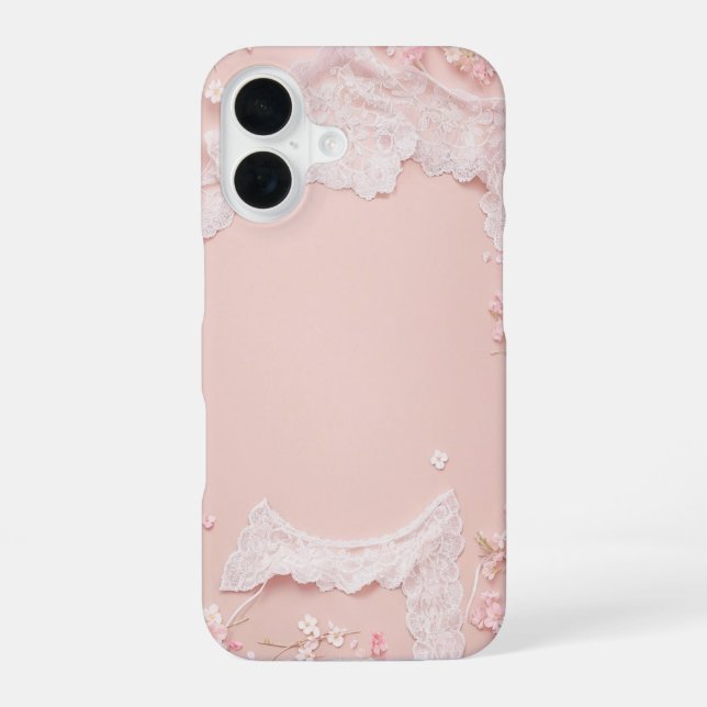 Lace Frame - Romantic Pastel Pink Phone Case (Back)