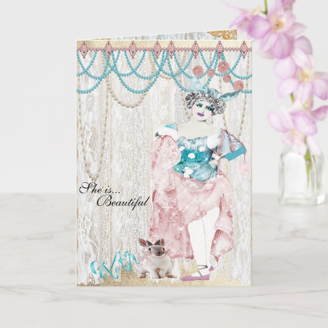 Lace French Ballet Dancer She Is Beautiful Card (Orchid)
