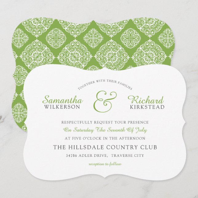 Lace GREENERY Wedding Invitation (Front/Back)