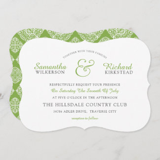 Lace GREENERY Wedding Invitation