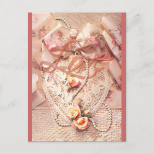 LACE HEART & PEARLS by SHARON SHARPE Postcard