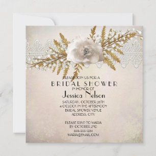 Lace Holiday Winter Bridal Shower Invitation