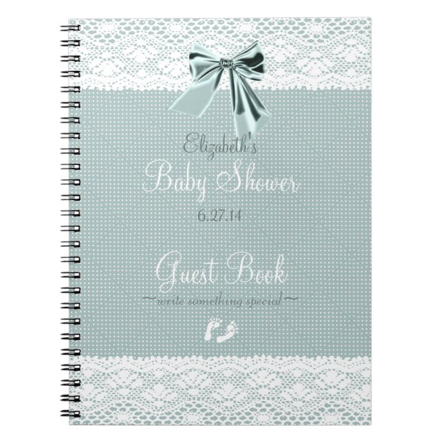 Lace Image Baby Shower Guest Book- Notebook (Front)