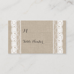 Lace in White on Burlap Place Card