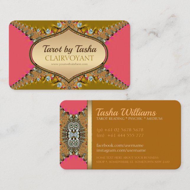 Lace Jewels Energy Goddess Tarot Business Cards (Front/Back)