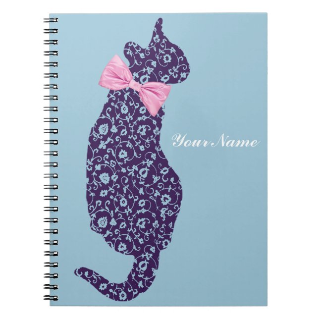 Lace Kitty Cat Silhouette Notebook (Front)