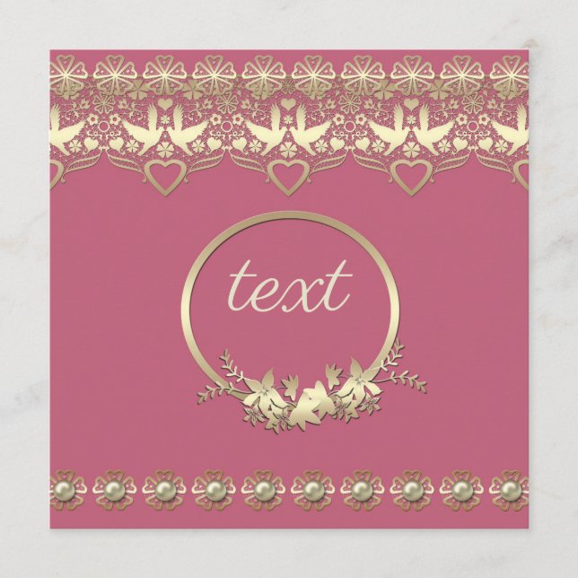 Lace lacy frame golden romantic customisable text advice card (Front)