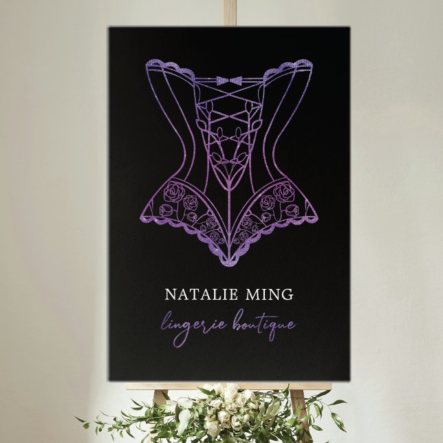 Lace Lingerie Boutique Logo Black Purple Poster (Creator Uploaded)