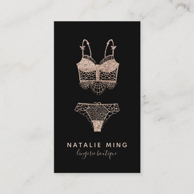 Lace Lingerie Boutique Logo Business Card (Front)